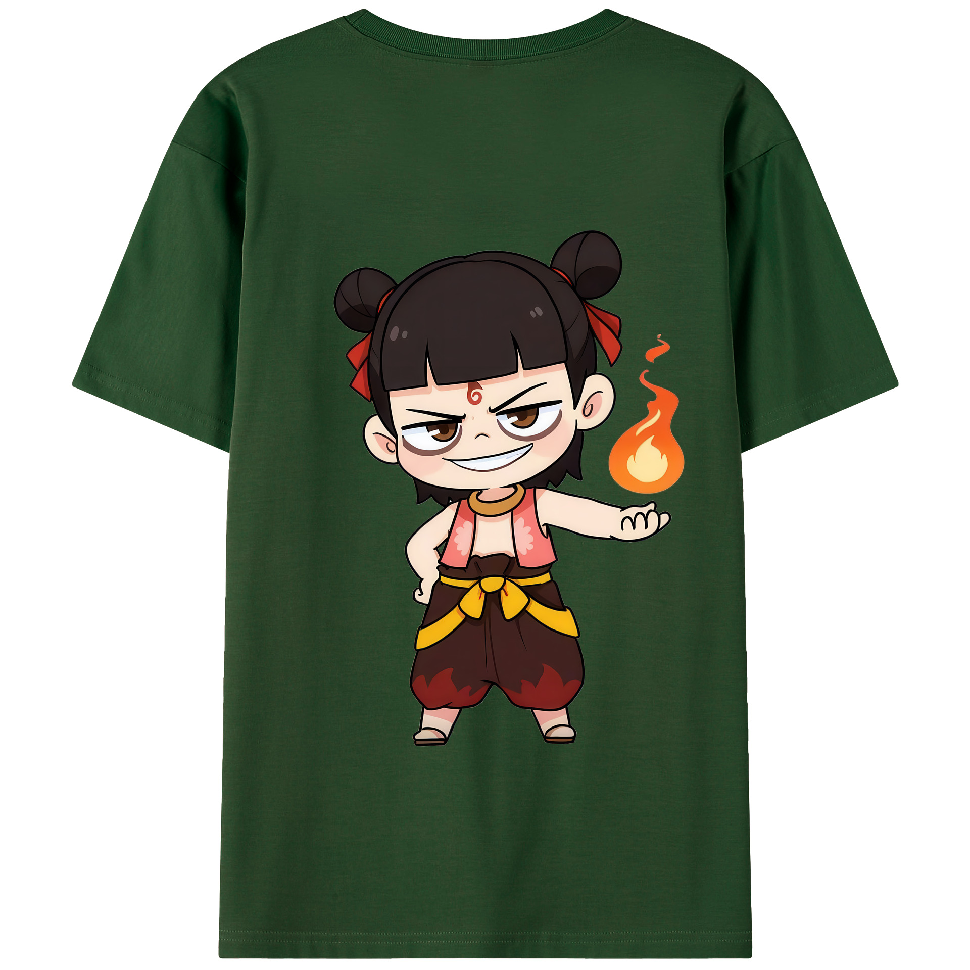 （画像用） Ne Zha 2 ナタ 魔童の大暴れ 綿100％半袖Tシャツ（背面プリント）